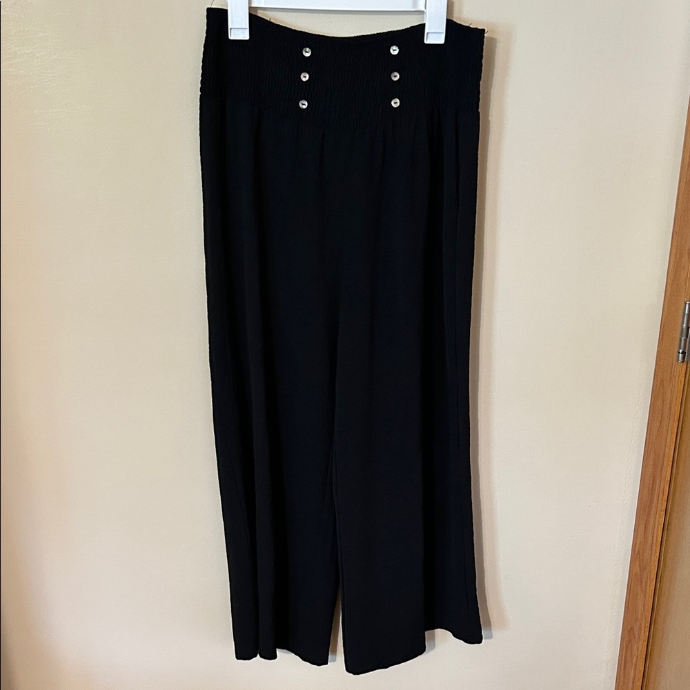 Elegant Black Wide-Leg Pants 1XL